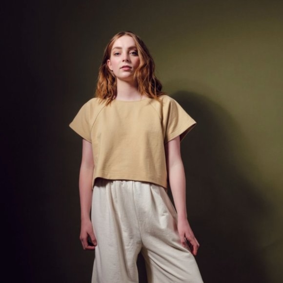 ILANA KOHN NYC Pumpkin Spice Orange Cotton Bateau Neck Crop Top M - Picture 1 of 5
